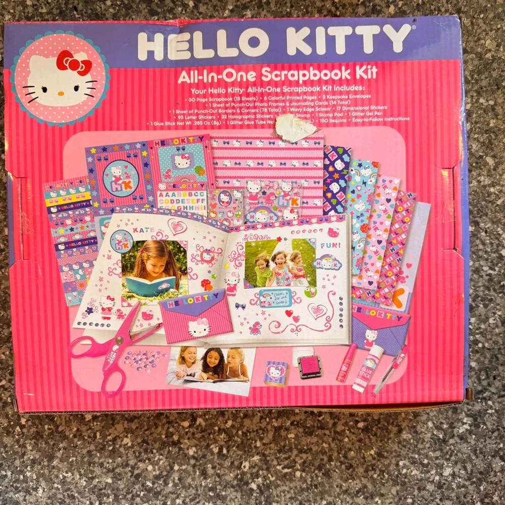 Hello Kitty All-In-One Scrapbook Kit Sanrio Arts and Crafts Set 400+ Pieces Pink